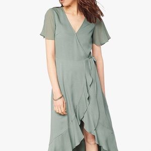 Oasis chiffon wrap dress khaki size UK6/US0 (John lewis)